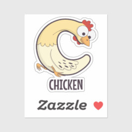 アニマルアルファベット文字 – C （チキン） シール