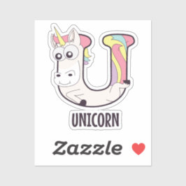 アニマルアルファベット文字 – U （ユニコーン） シール