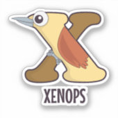 アニマルアルファベット文字 – X (Xenops) シール (正面)