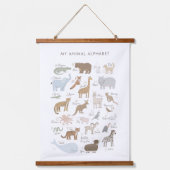 アニマルアルファベットABCキッズルームデコール 吊り下げ型タペストリー (正面)