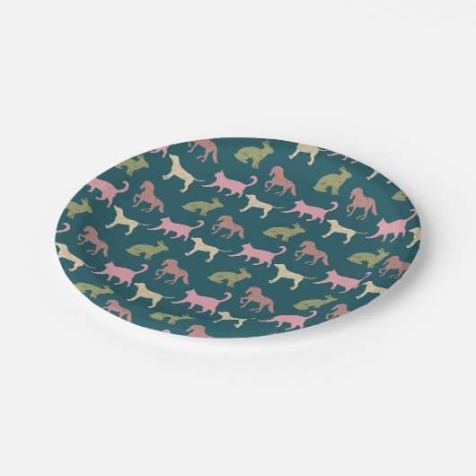 アニマルアートパターンドッグカラーパターンマンガ ペーパープレート (アングル)