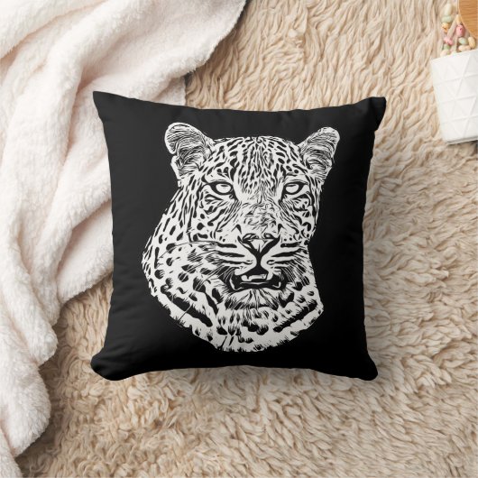 アニマルアートユキヒョウ頭ジャングルサファリ クッション (ブランケット)