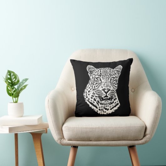 アニマルアートユキヒョウ頭ジャングルサファリ クッション (椅子)