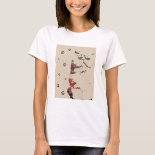 アニマルアート猫プリント猫の前絵画茶色の絵 Tシャツ
