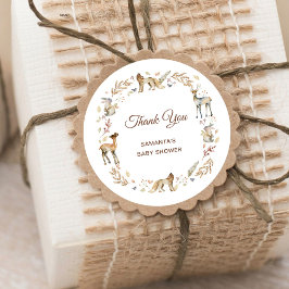 アニマルウッドランド赤ちゃんシャワーありがとう ラウンドシール