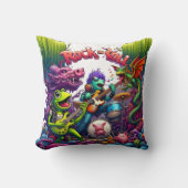 アニマルカラフル・バ遊ンドのロックンロール音楽 クッション (正面)