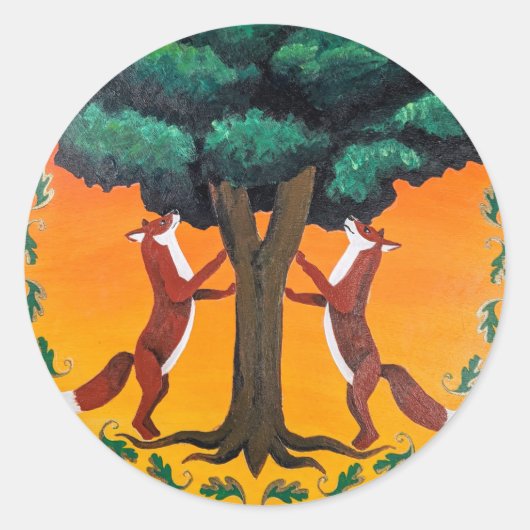 アニマルガイド16進記号：キツネ ラウンドシール (正面)