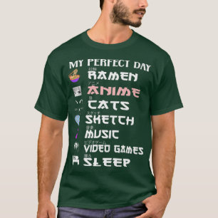 アニマルガールラーメンのスケッチ猫音楽ゲーム Tシャツ