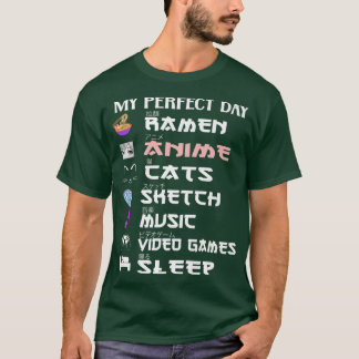 アニマルガールラーメンのスケッチ猫音楽ゲーム Tシャツ