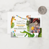 アニマルキッズズー ワイルドワン サファリ バースデーパーティー ノートカード (正面/裏面インサイチュ)