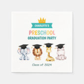 アニマルキッズプリスクール卒業お祝い スタンダードカクテルナプキン (正面)