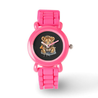 アニマルキングダム – ライオン – 水彩画 腕時計