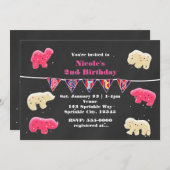 アニマルクッキーバースデーパーティーふりかける招待状 招待状 (正面/裏面)