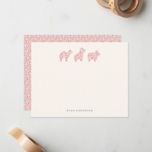 アニマルクッキーパレード子供の文房具 – Strawberry ノートカード (正面/裏面インサイチュ)