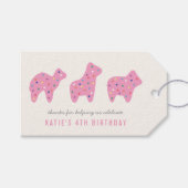 アニマルクッキー誕生日パーティーメッセージカード – マゼンタ ギフトタグ (正面(横))