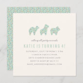 アニマルクッキー誕生日招待状ミント 招待状 (正面/裏面)