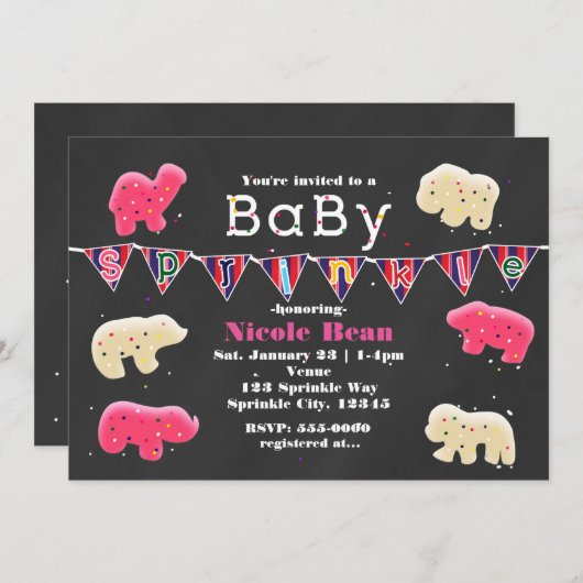 アニマルクッキー赤ちゃんシャワー散水招待状 招待状 (正面/裏面)