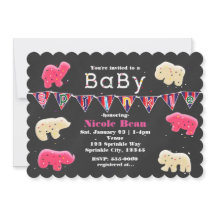 アニマルクッキー赤ちゃんシャワー散水招待状