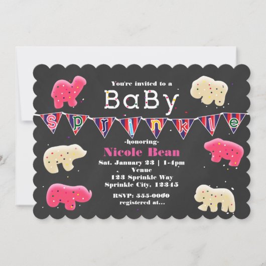 アニマルクッキー赤ちゃんシャワー散水招待状 招待状 (正面)