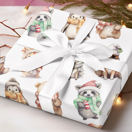 アニマルクリスマスホリデー ラッピングペーパー