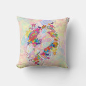 アニマルクールパターン – フラワーパワーユニコーン1 クッション (正面)