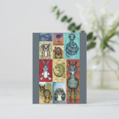 アニマルコラージュフォークアートデザイン ポストカード (スタンド正面)
