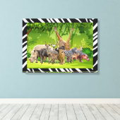 アニマルコレクションアニメーショングリーンウォールアート キャンバスプリント (インサイチュ (ウッドフロア))