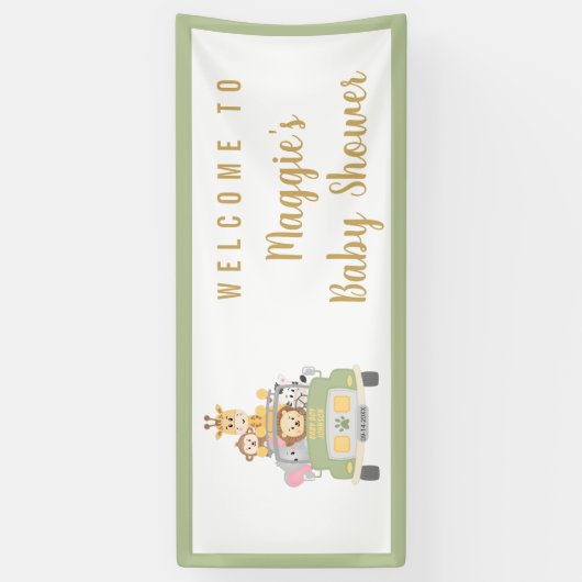 アニマルサファリかわいい赤ちゃんシャワーへようこそ 横断幕 (縦)