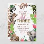 アニマルサファリ第3誕生日ヤングワイルドと3 招待状 (正面/裏面)