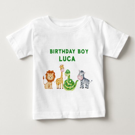 アニマルサファリ誕生日Tシャツ ベビーTシャツ (正面)