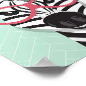 アニマルサングラス白黒ゼブラピンクフラミンゴ ポスター (角)