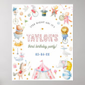 アニマルサーカスカーニバルバースデーパーティーウェルカムサイン ポスター (正面)