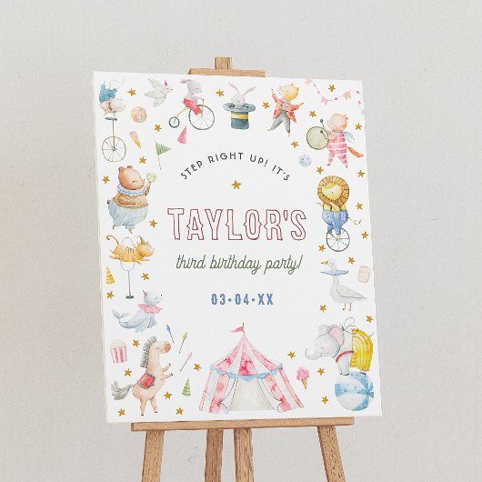 アニマルサーカスカーニバルバースデーパーティーウェルカムサイン ポスター