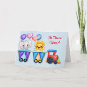 アニマルサーカストドラーバパーソナライズされたンタイン シーズンカード (正面)