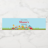 アニマルサーカストレイン子供の誕生日イン赤 ペットボトルラベル (シングルラベル)