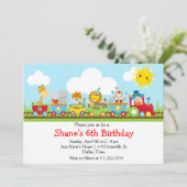 アニマルサーカストレイン子供の誕生日イン赤 招待状 (スタンド正面)