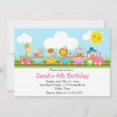 アニマルサーカストレイン子供の誕生日イン（ピンク） 招待状 (正面)