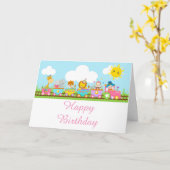 アニマルサーカストレイン子供の誕生日 カード (黄色い花)