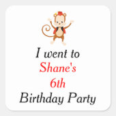 アニマルサーカストレイン子供の誕生日「行った」 スクエアシール (正面)