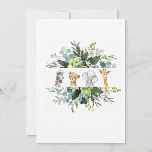 アニマルジャングルサファリオ男の子ベビーシャワー 招待状 (裏面)