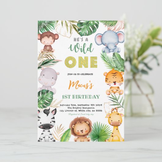 アニマルジャングルサファリワイルドワンバースデーパーティー 招待状 (スタンド正面)