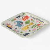 アニマルジャングルパステルリーフパターン誕生日 ペーパープレート (傾斜あり)