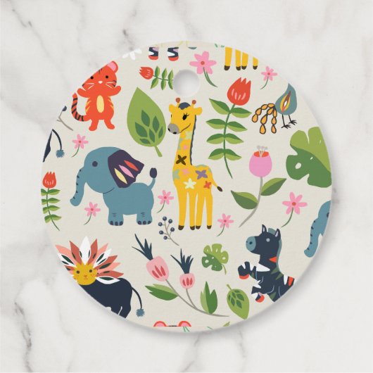 アニマルジャングルパステル葉柄ありがとう フェイバータグ (裏面)