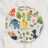 アニマルジャングルパステル葉柄ありがとう フェイバータグ (正面)