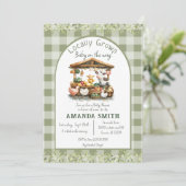 アニマルジンガム市場ローカルで育った赤ちゃんシャワー 招待状 (スタンド正面)