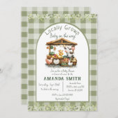 アニマルジンガム市場ローカルで育った赤ちゃんシャワー 招待状 (正面/裏面)