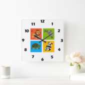 アニマルスクウェアカラーコレクションウォールクロック スクエア壁時計 (ホーム)