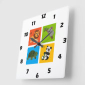 アニマルスクウェアカラーコレクションウォールクロック スクエア壁時計 (傾斜)