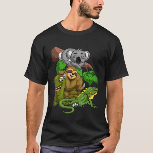 アニマルスクワッドコアラスロッスカメIguana Kids Zookee Tシャツ (正面)