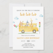 アニマルスクールバス誕生日パーティー 招待状 (正面)